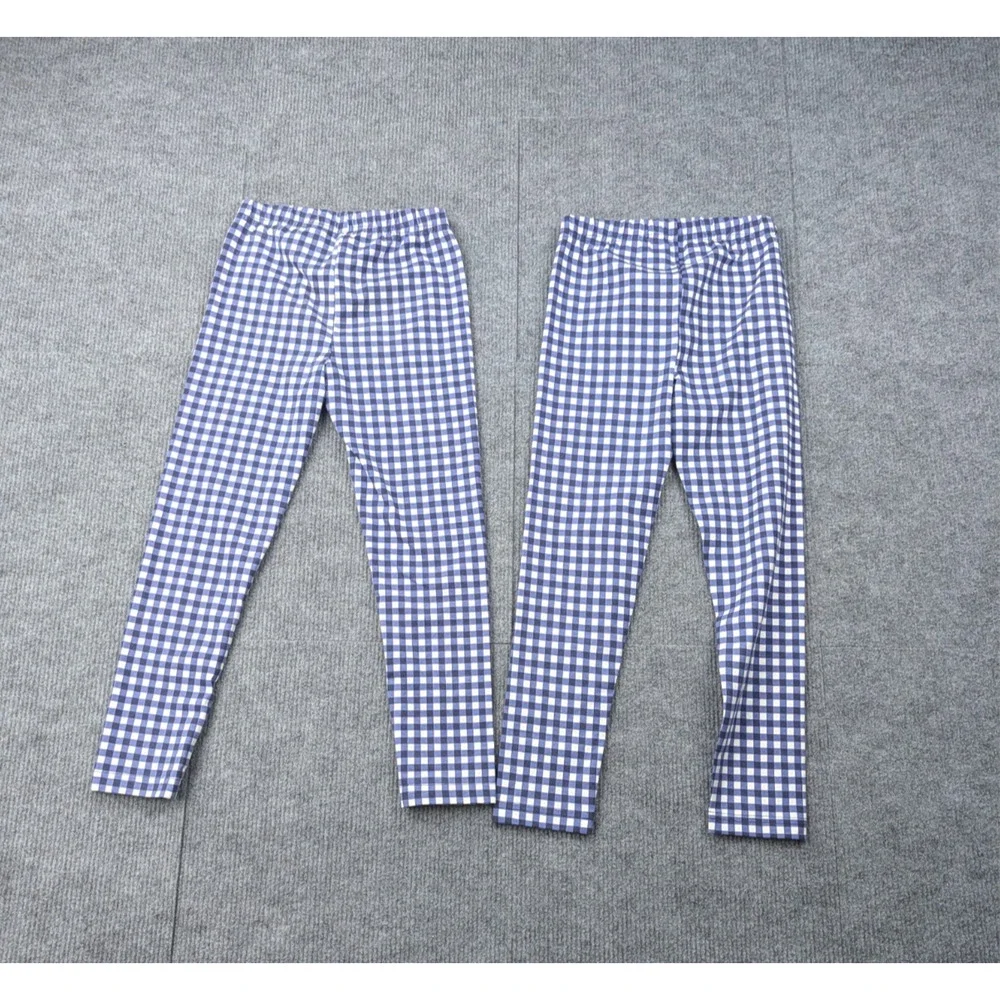 Polo Ralph Lauren Leggings Girls 6 Blue Plaid Gingham Layered Set Preppy Classic